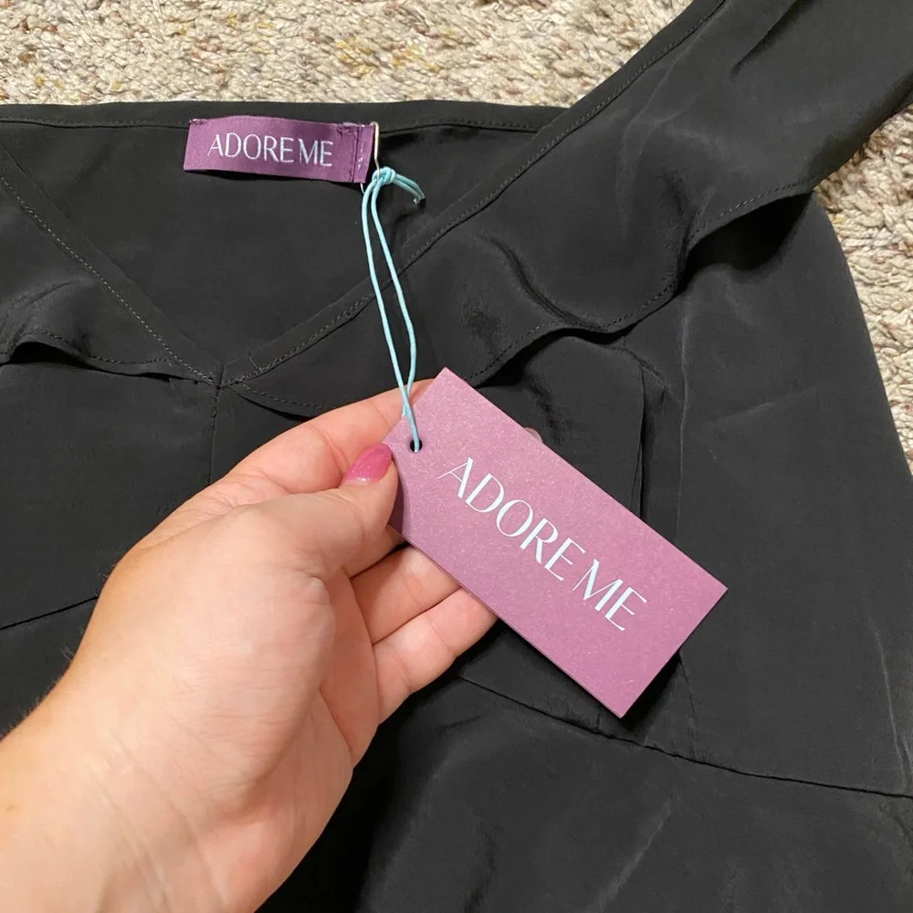 NWT Adore Me Bay Lake Cami Black Ruffle Work Top Size 2x - Picture 5 of 13